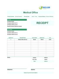 medical office receipt template canada