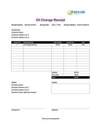 oil change receipt template canada