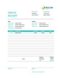 optical receipt template canada