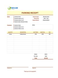 parking receipt template canada