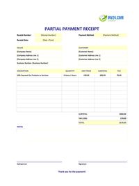 partial payment receipt template canada