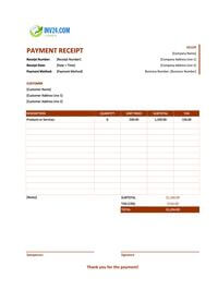 payment receipt template canada
