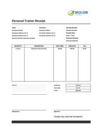 personal trainer receipt template canada