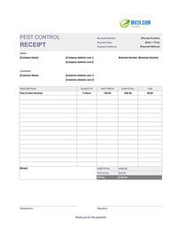 pest control receipt template canada