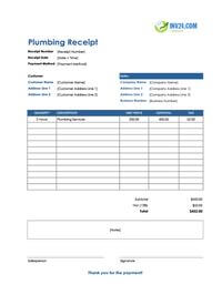 plumbing receipt template canada