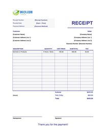 printable payment receipt template canada