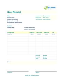 printable rent receipt template canada