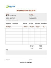 printable restaurant receipt template canada
