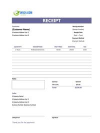 professional receipt template canada