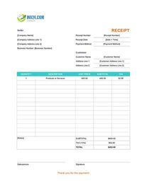 receipt template canada