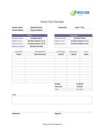 room rent receipt template canada