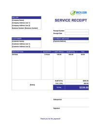 service receipt template canada