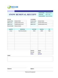 snow removal receipt template canada