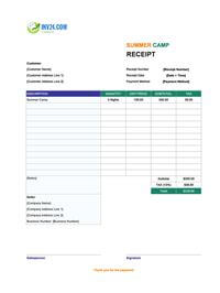 summer camp receipt template canada