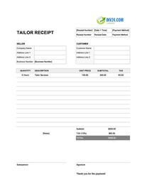 tailor receipt template canada