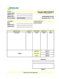 taxi receipt template canada