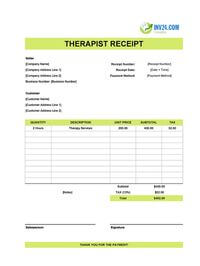 therapist receipt template canada