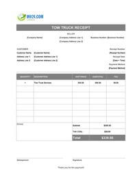 tow truck receipt template canada