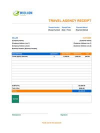 travel agency receipt template canada