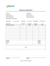 vehicle receipt template canada