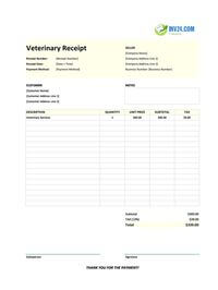 veterinary receipt template canada