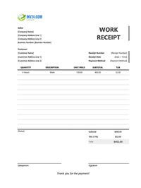work receipt template canada