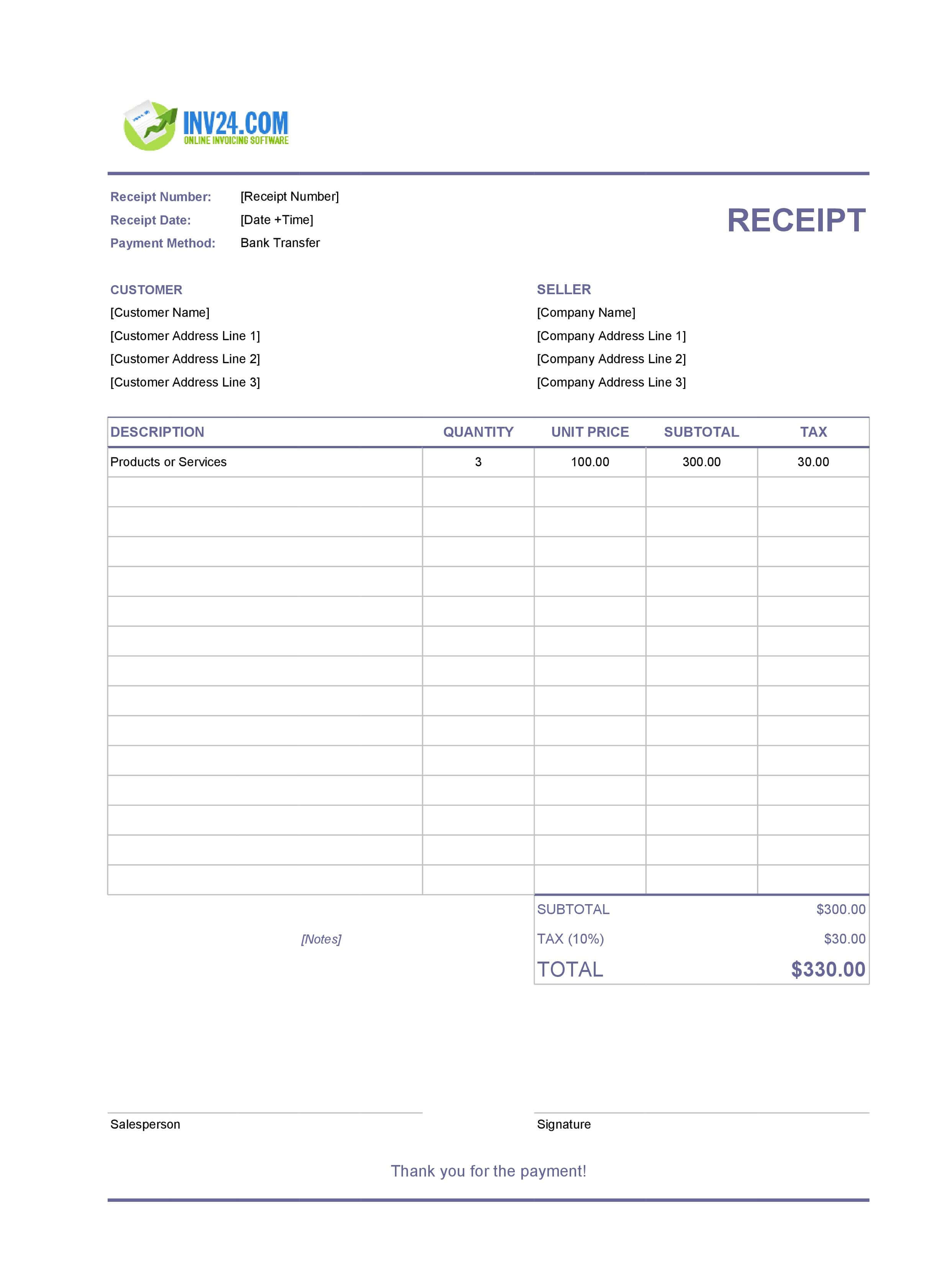 Bank Transfer Receipt Template (Excel / Google Sheets) Bank Transfer Receipt Template (Excel / Google Sheets)