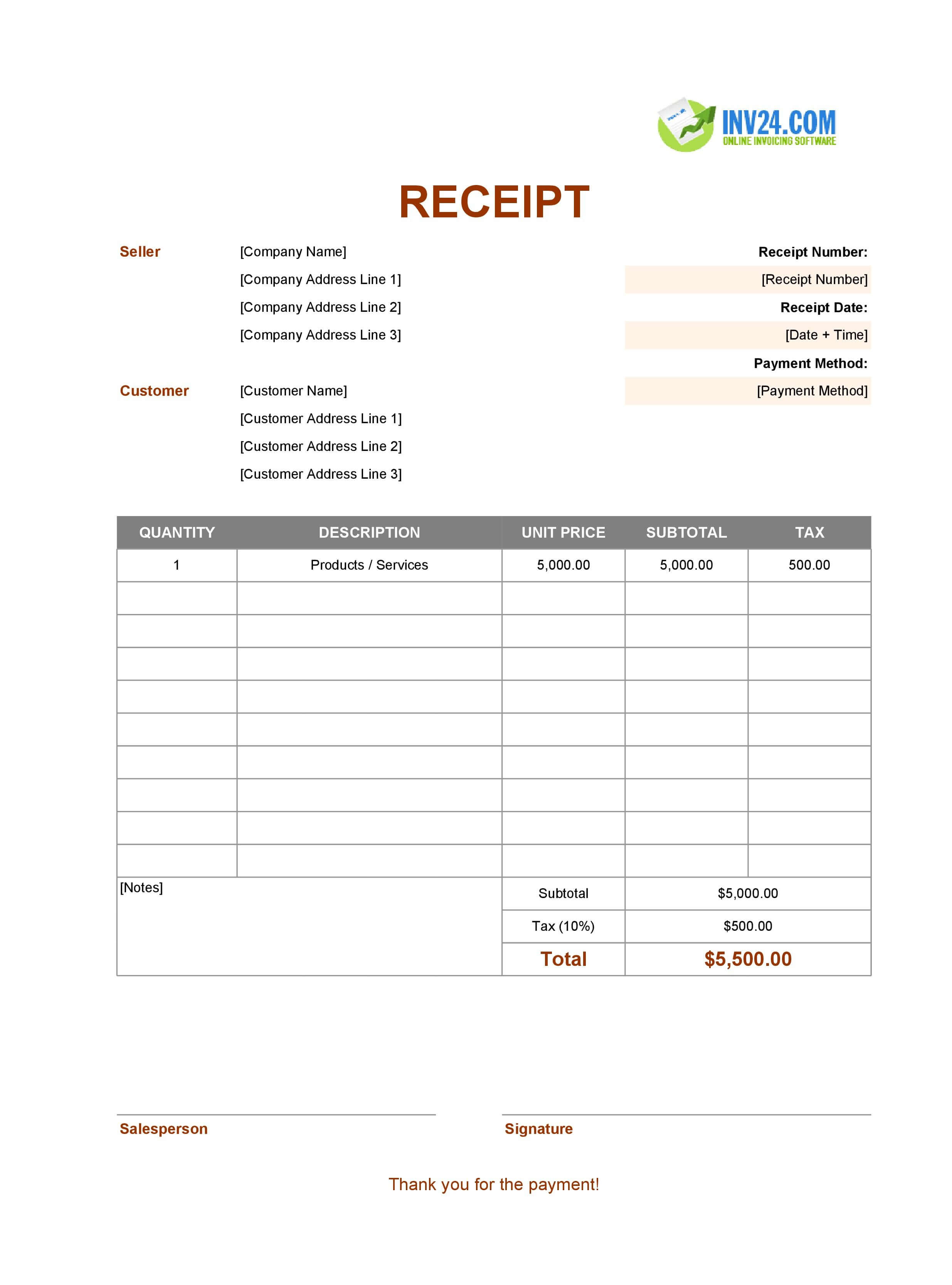 Basic Receipt Template (Excel / Google Sheets) Basic Receipt Template (Excel / Google Sheets)