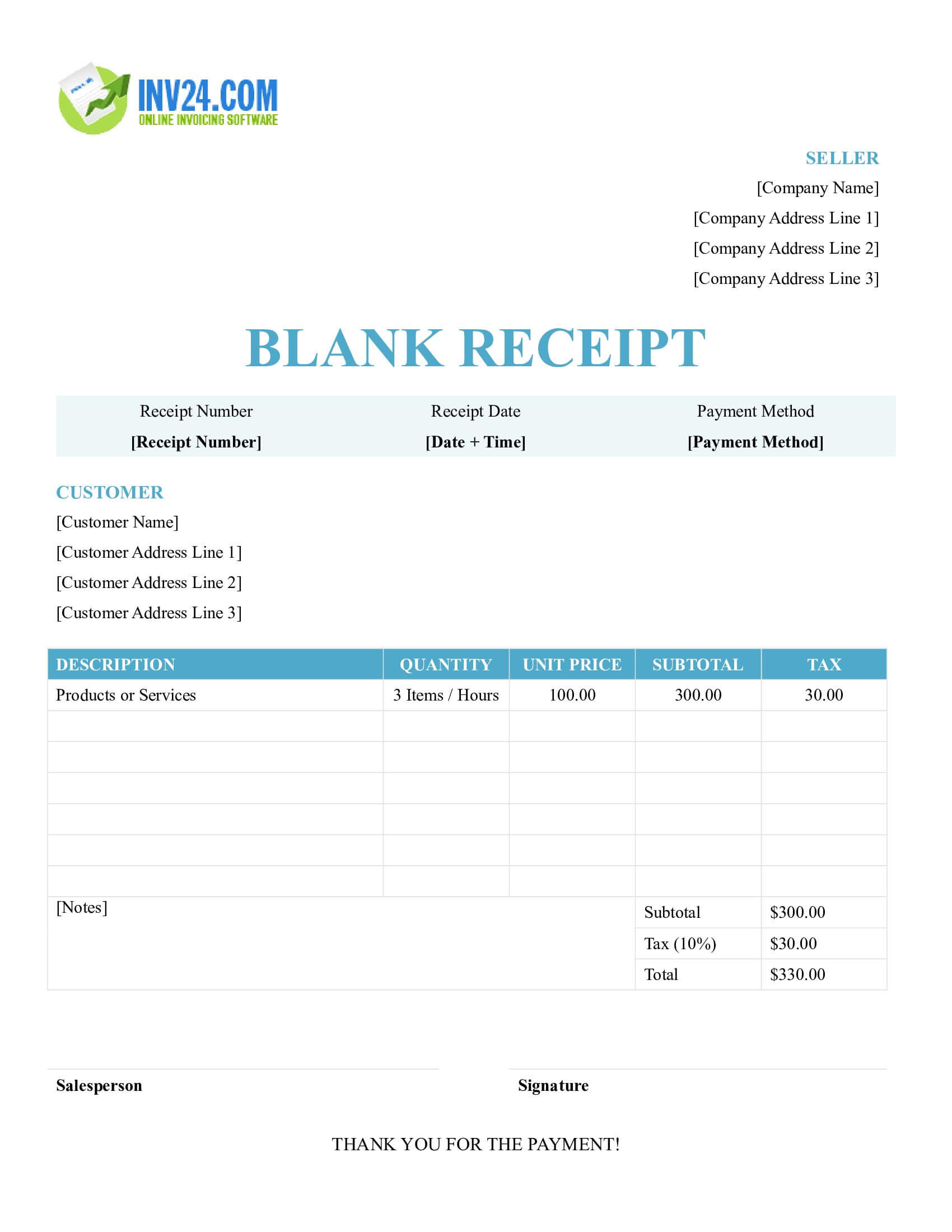 Blank Receipt Template (Word / Google Docs) Blank Receipt Template (Word / Google Docs)
