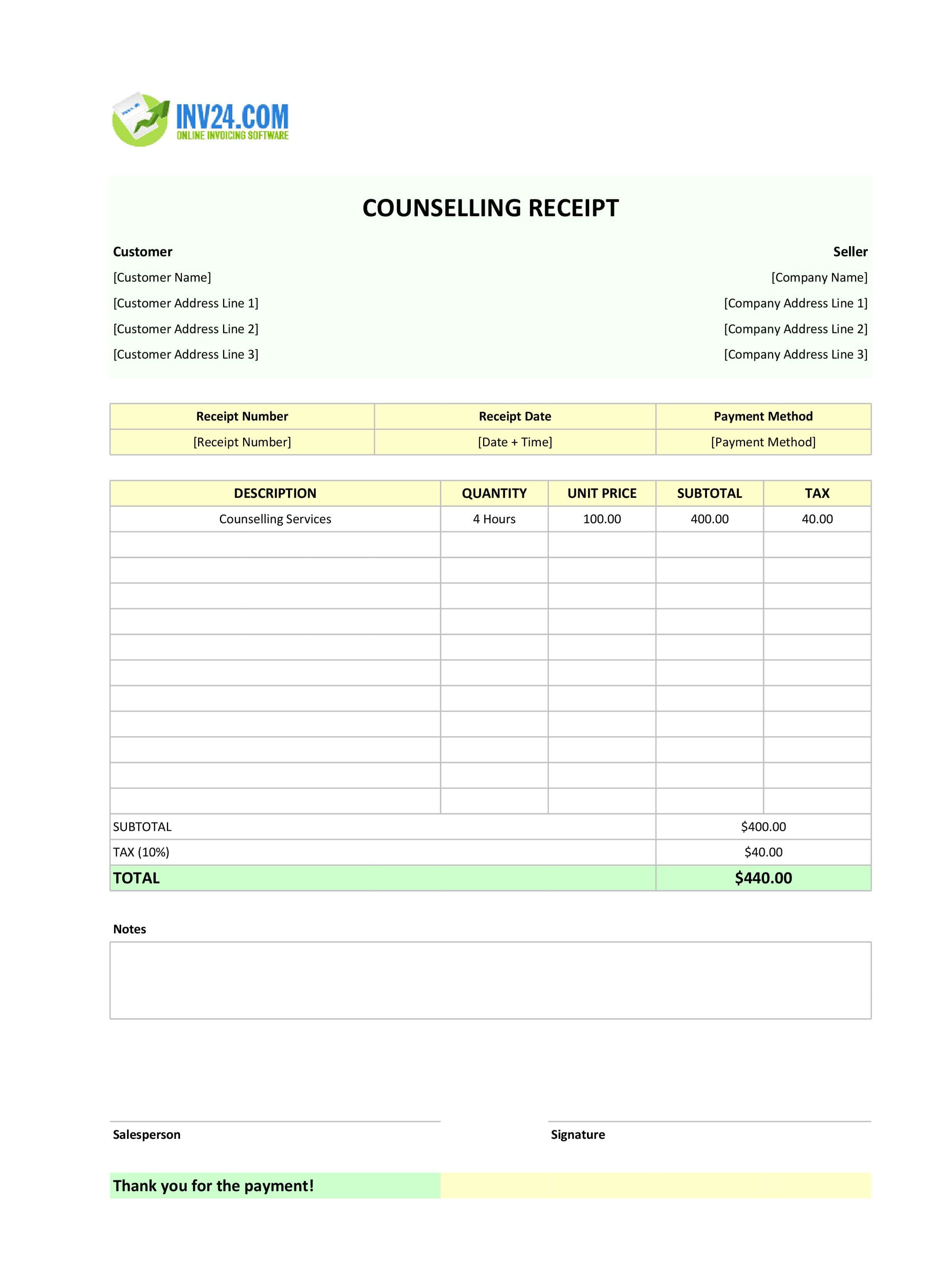 Counselling Receipt Template (Excel / Google Sheets) Counselling Receipt Template (Excel / Google Sheets)