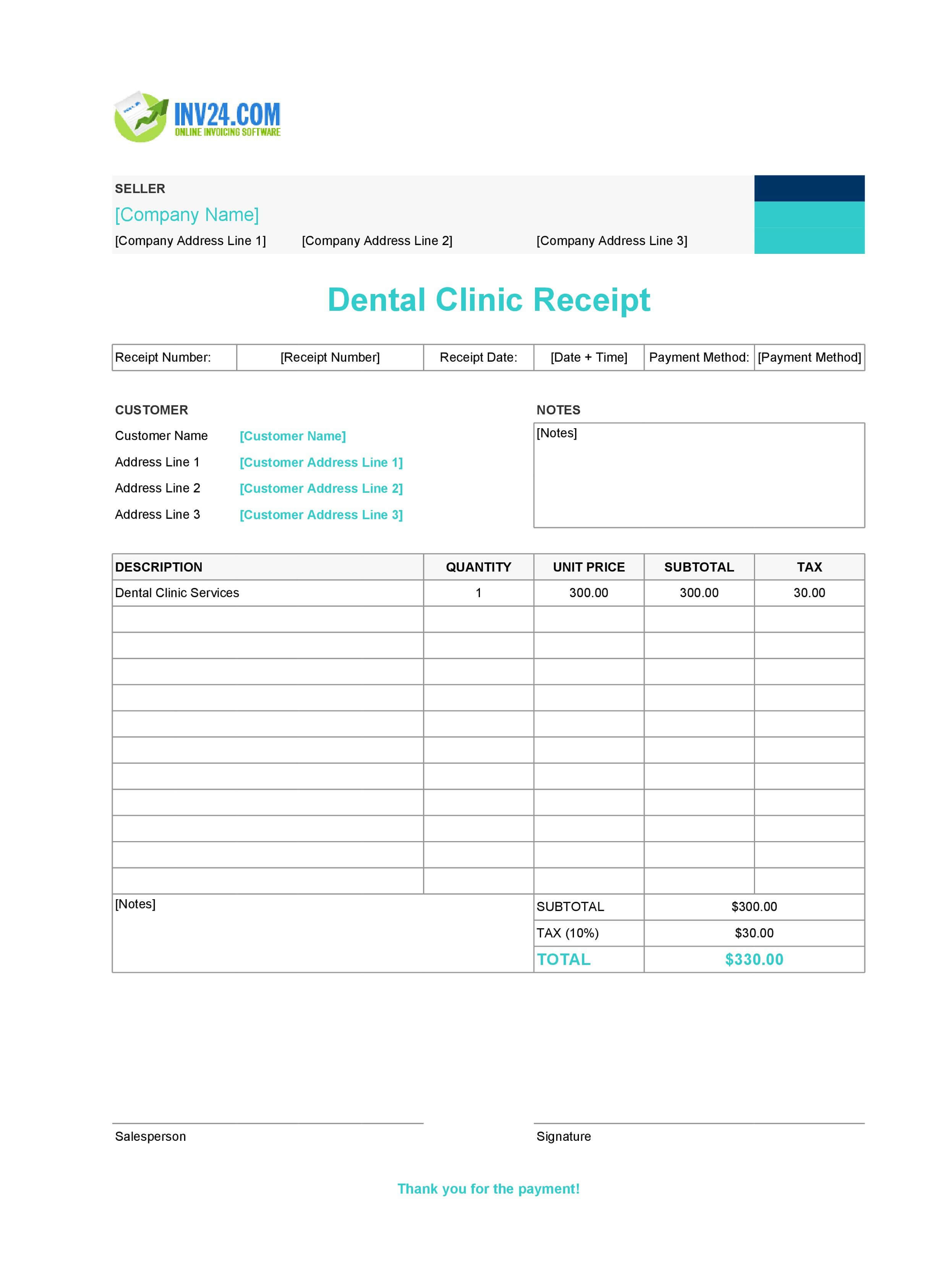 Dental Clinic Receipt Template (Excel / Google Sheets) Dental Clinic Receipt Template (Excel / Google Sheets)