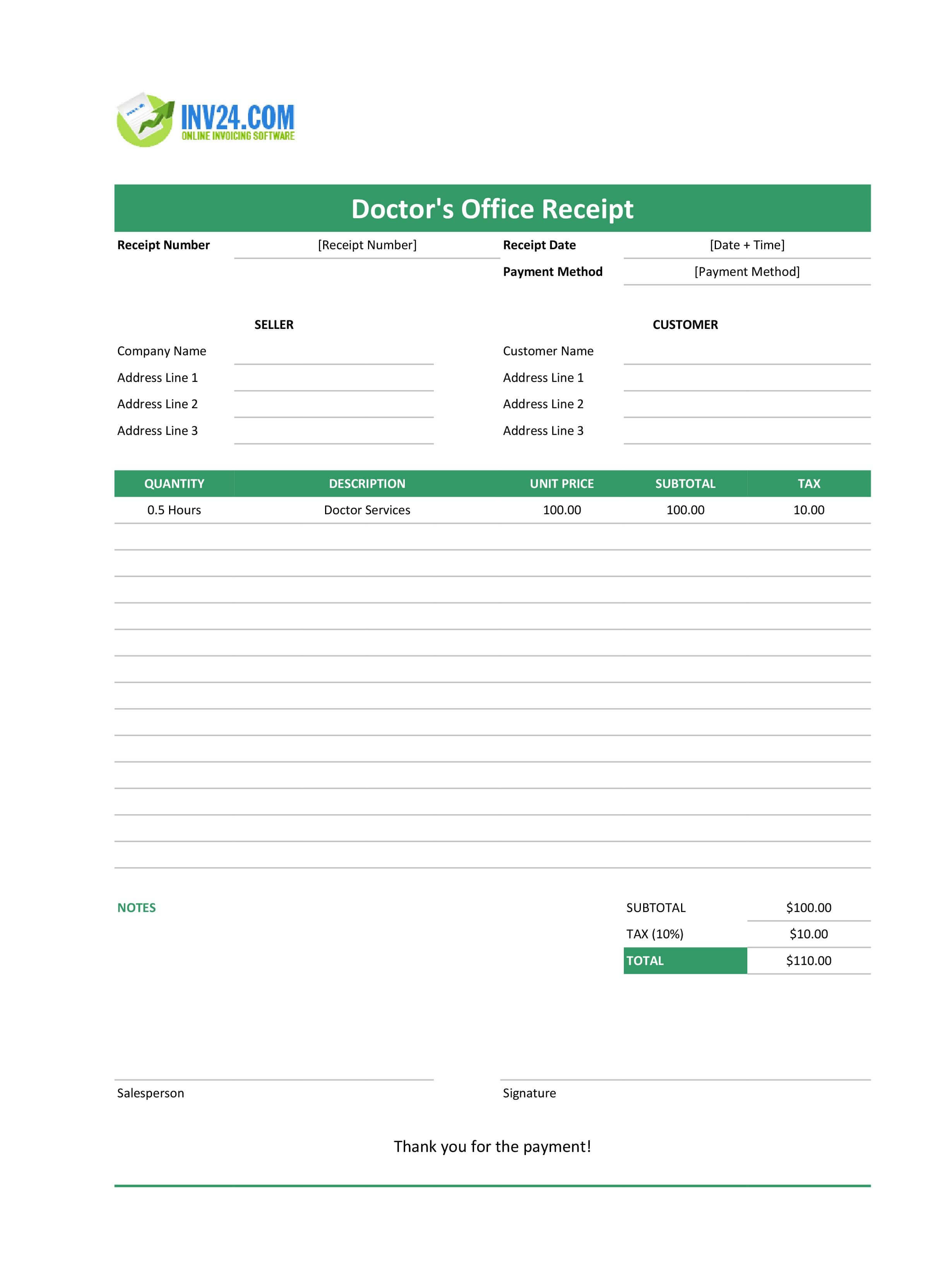 Doctor's Office Receipt Template (Excel / Google Sheets) Doctor's Office Receipt Template (Excel / Google Sheets)
