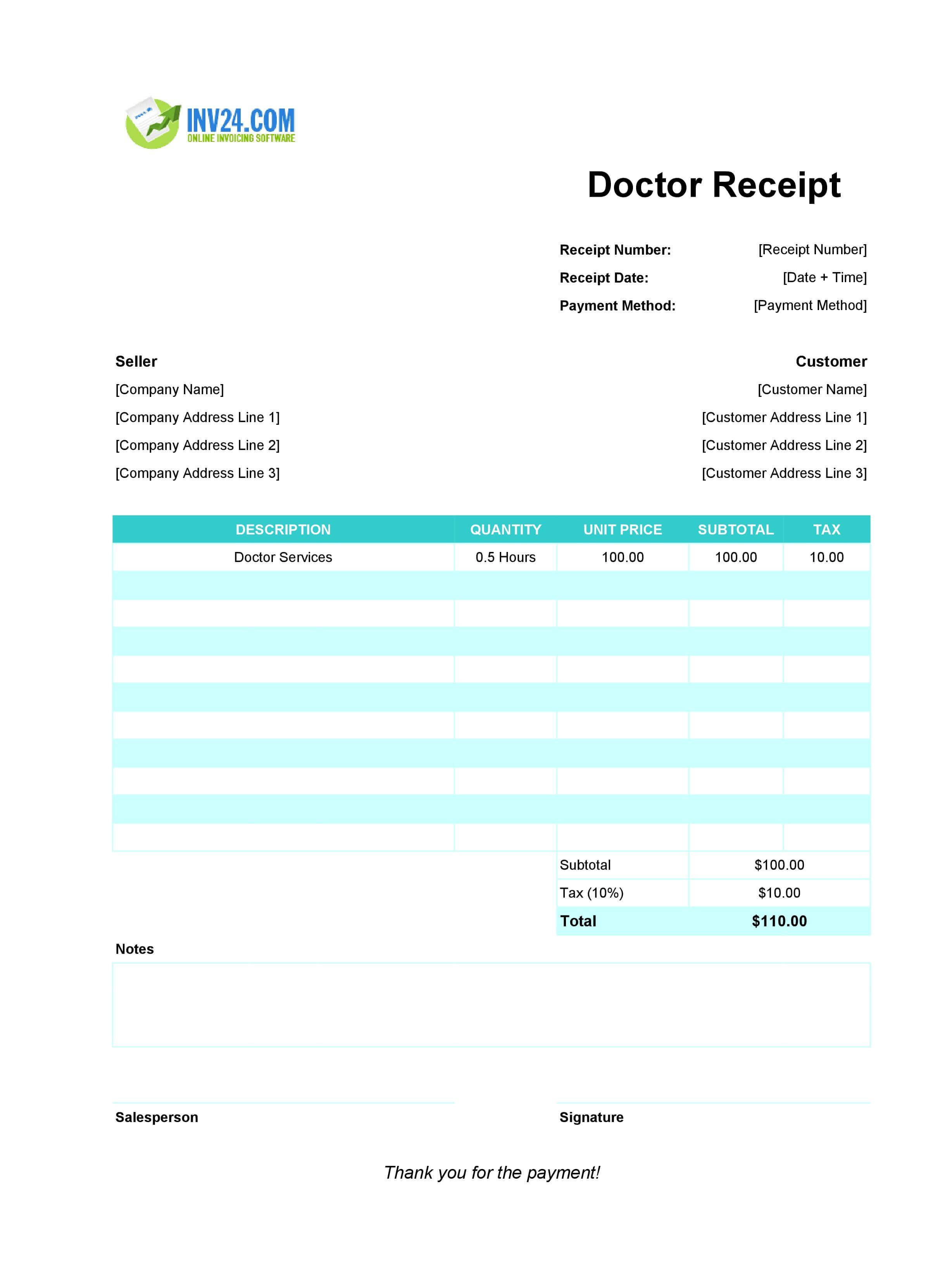 Doctor Receipt Template (Excel / Google Sheets) Doctor Receipt Template (Excel / Google Sheets)