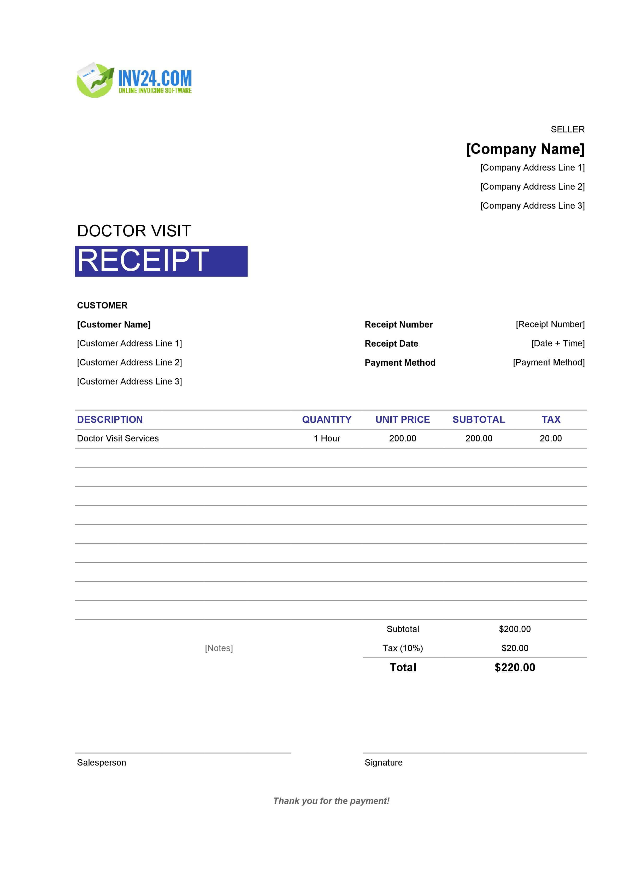 Doctor Visit Receipt Template (Excel / Google Sheets) Doctor Visit Receipt Template (Excel / Google Sheets)