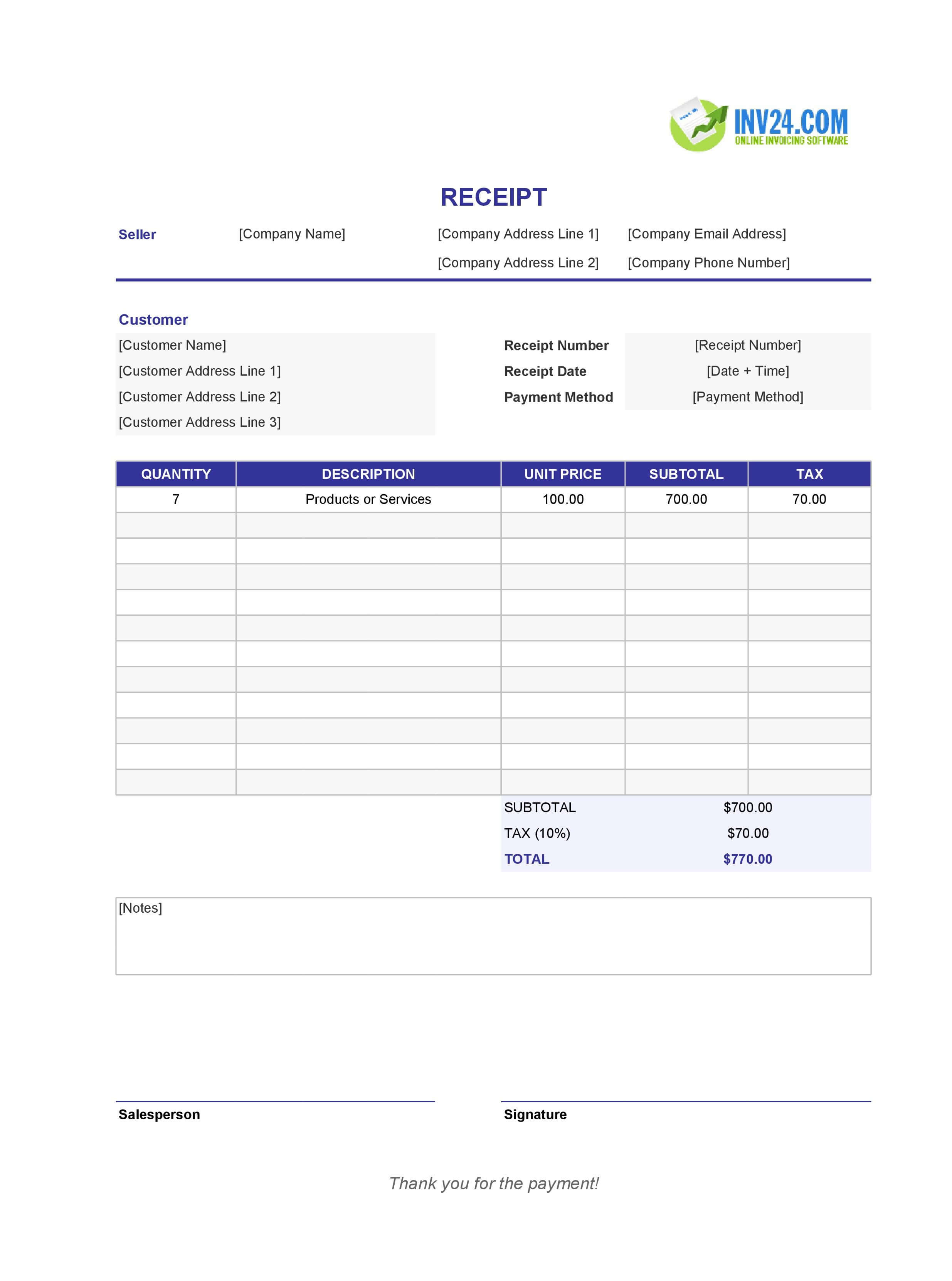 Downloadable Receipt Template (Excel / Google Sheets) Downloadable Receipt Template (Excel / Google Sheets)