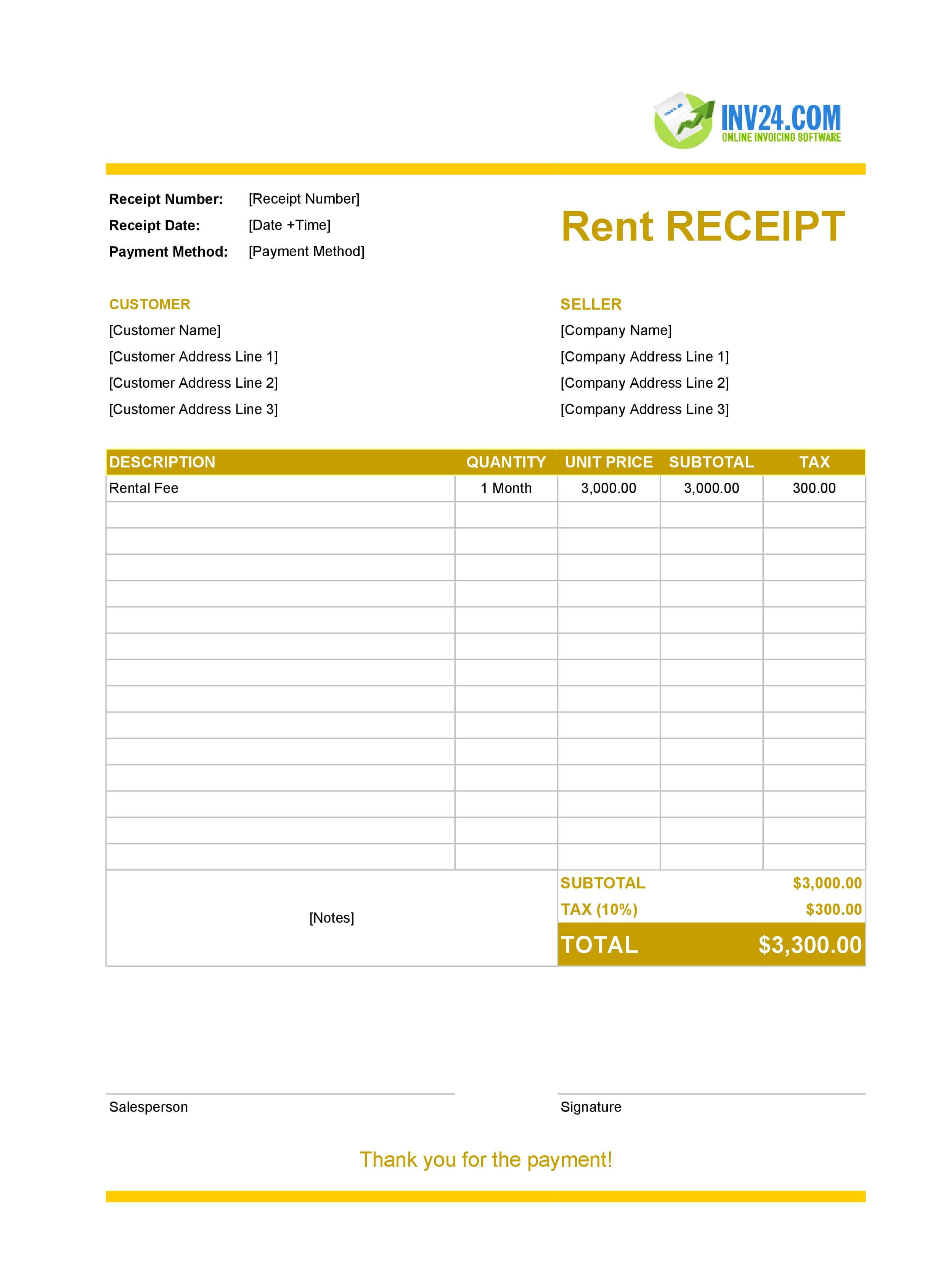 Fillable Rent Receipt Template (Excel / Google Sheets) Fillable Rent Receipt Template (Excel / Google Sheets)