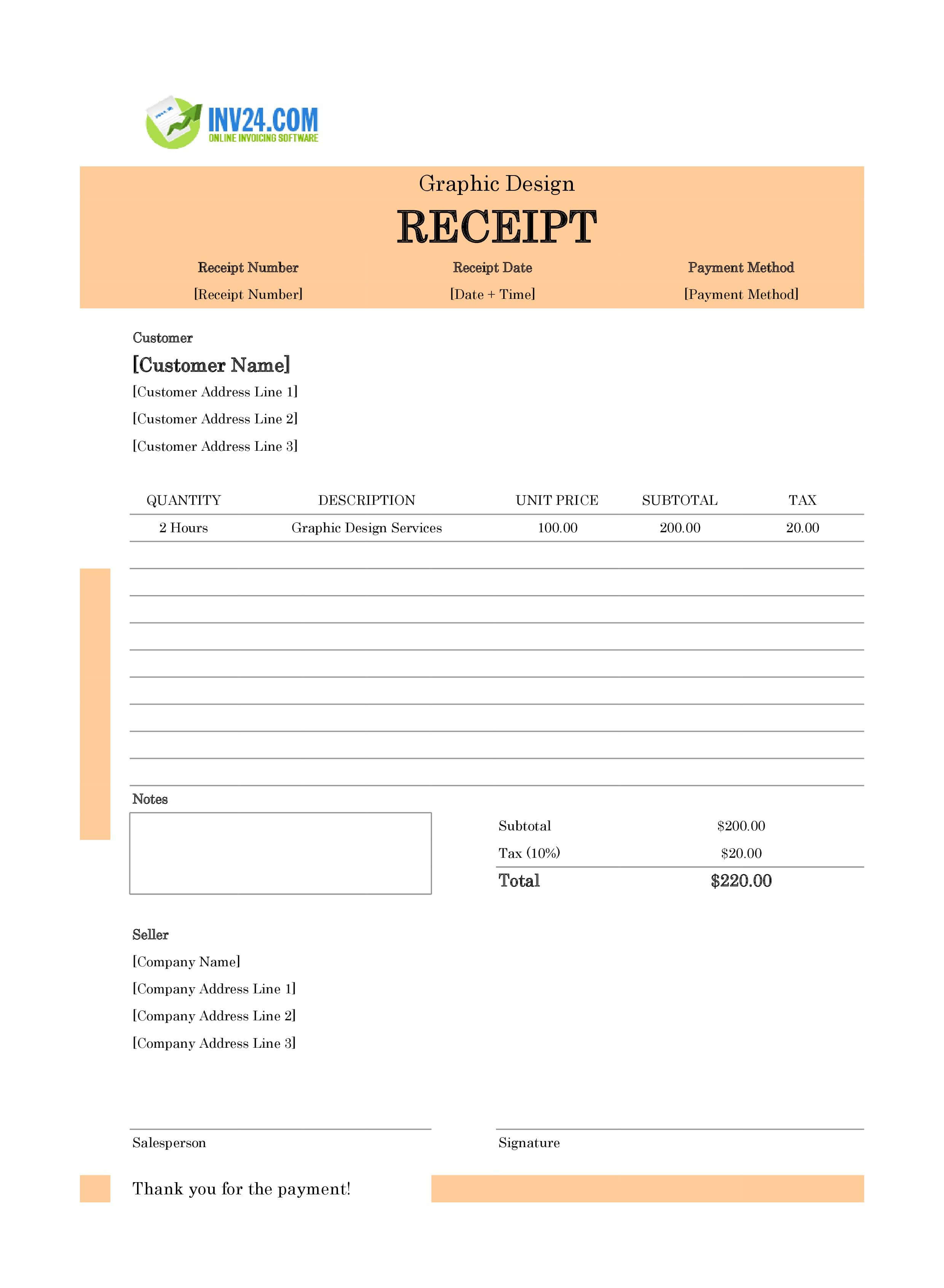 Graphic Design Receipt Template (Excel / Google Sheets)