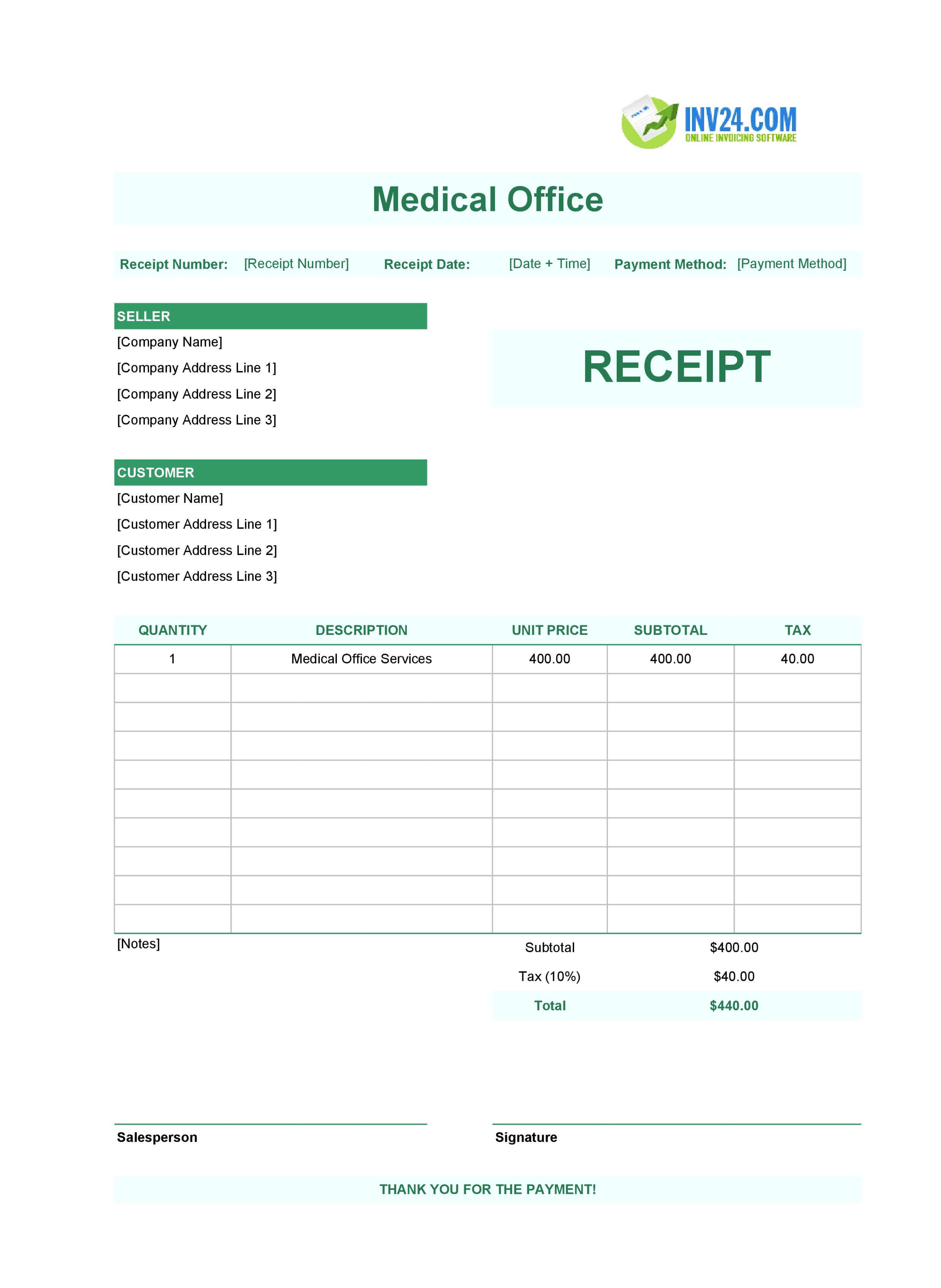 Medical Office Receipt Template (Excel / Google Sheets) Medical Office Receipt Template (Excel / Google Sheets)
