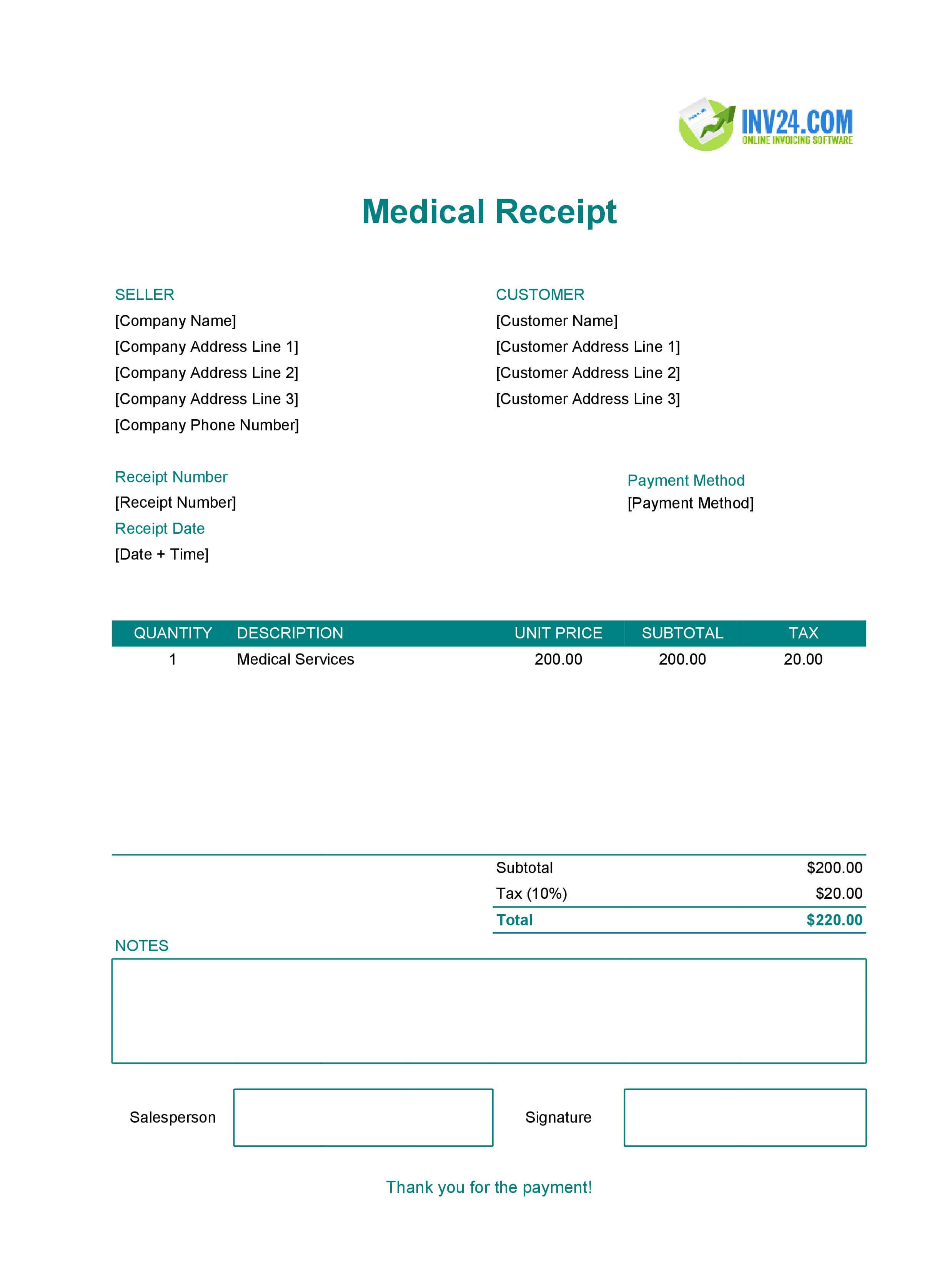 Medical Receipt Template (Excel / Google Sheets) Medical Receipt Template (Excel / Google Sheets)