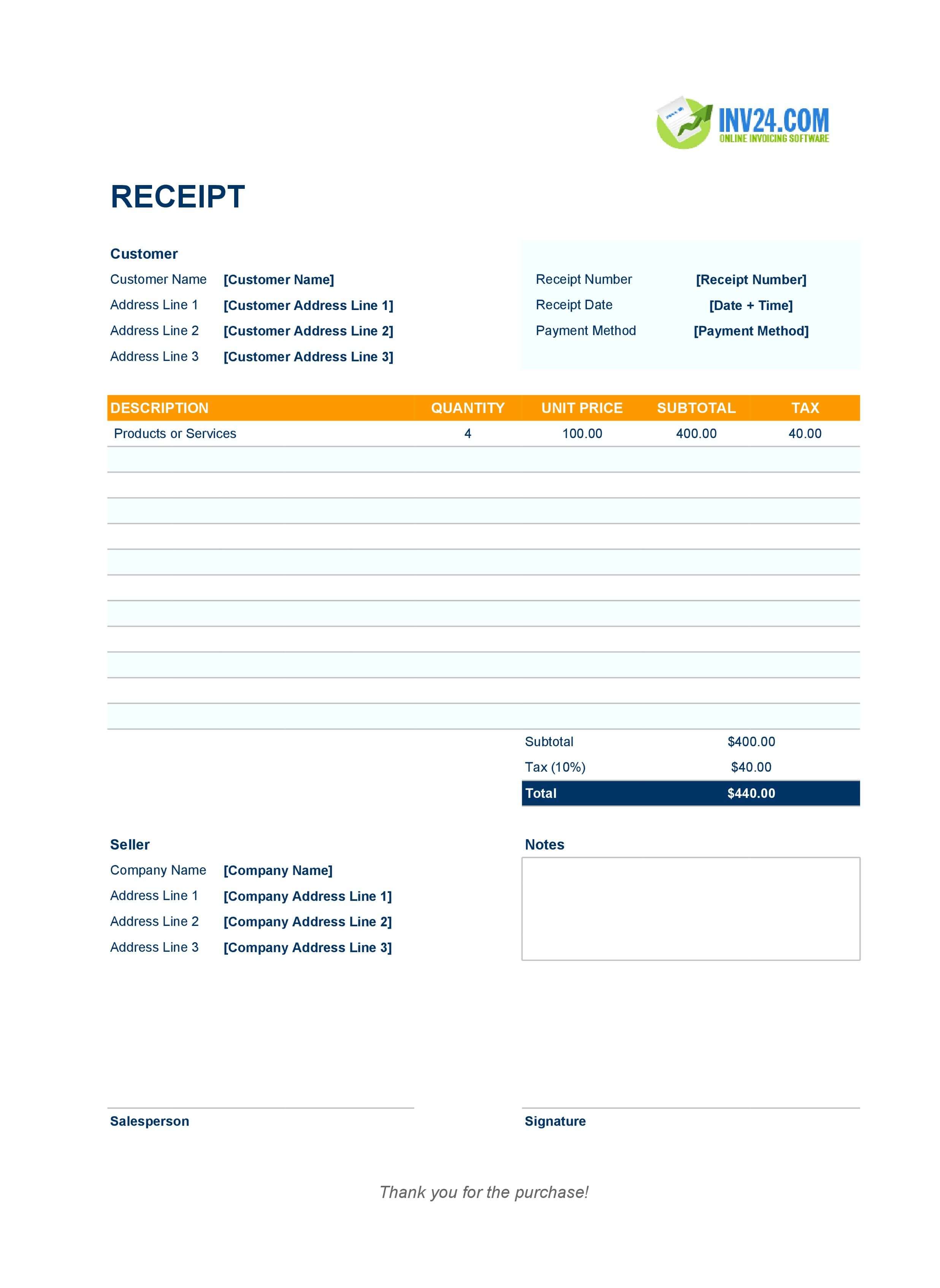 Modern Receipt Template (Excel / Google Sheets) Modern Receipt Template (Excel / Google Sheets)