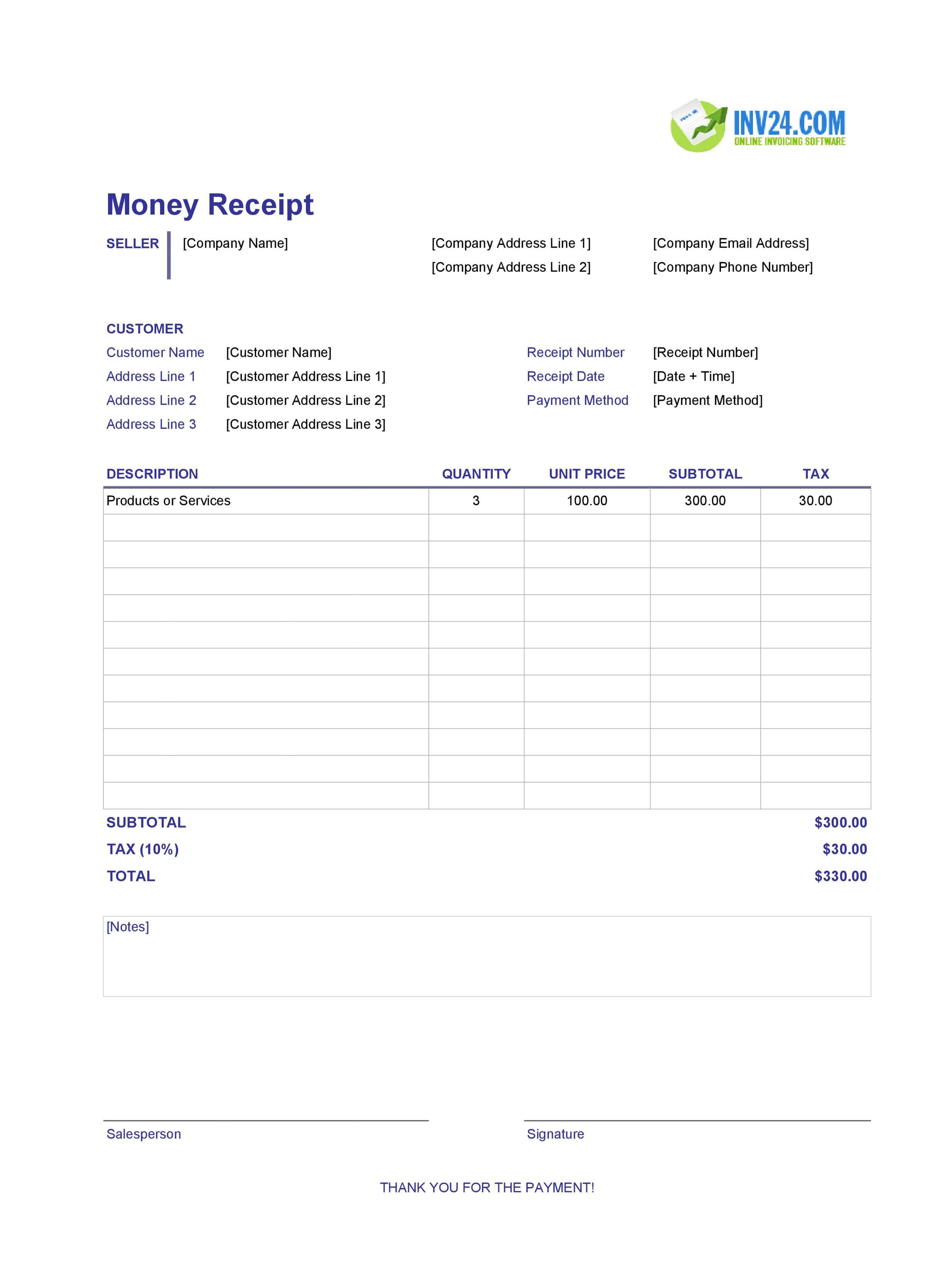 Money Receipt Template (Excel / Google Sheets) Money Receipt Template (Excel / Google Sheets)