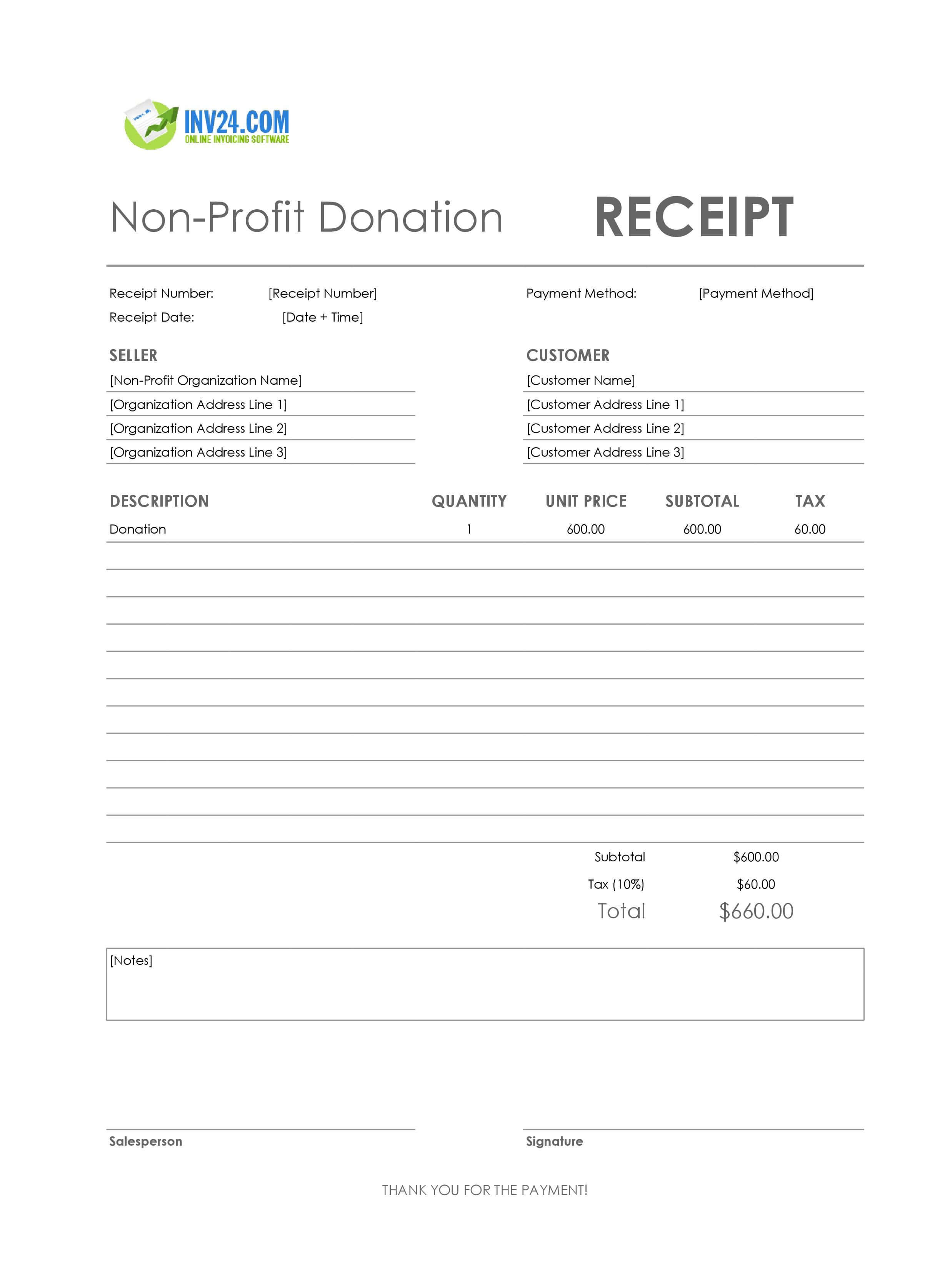 Non-Profit Donation Receipt Template (Excel / Google Sheets) Non-Profit Donation Receipt Template (Excel / Google Sheets)