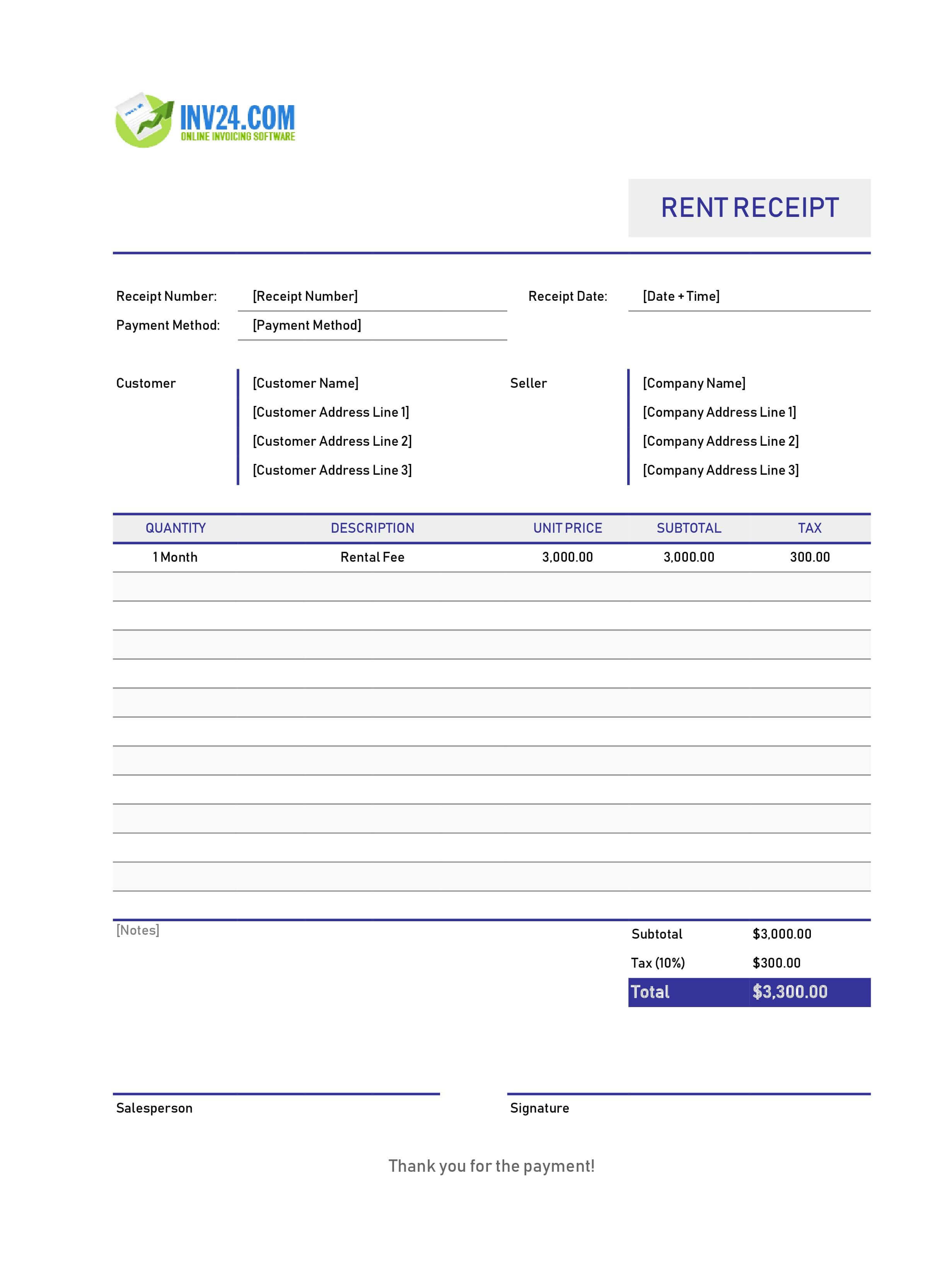 Online Rent Receipt Template (Excel / Google Sheets) Online Rent Receipt Template (Excel / Google Sheets)