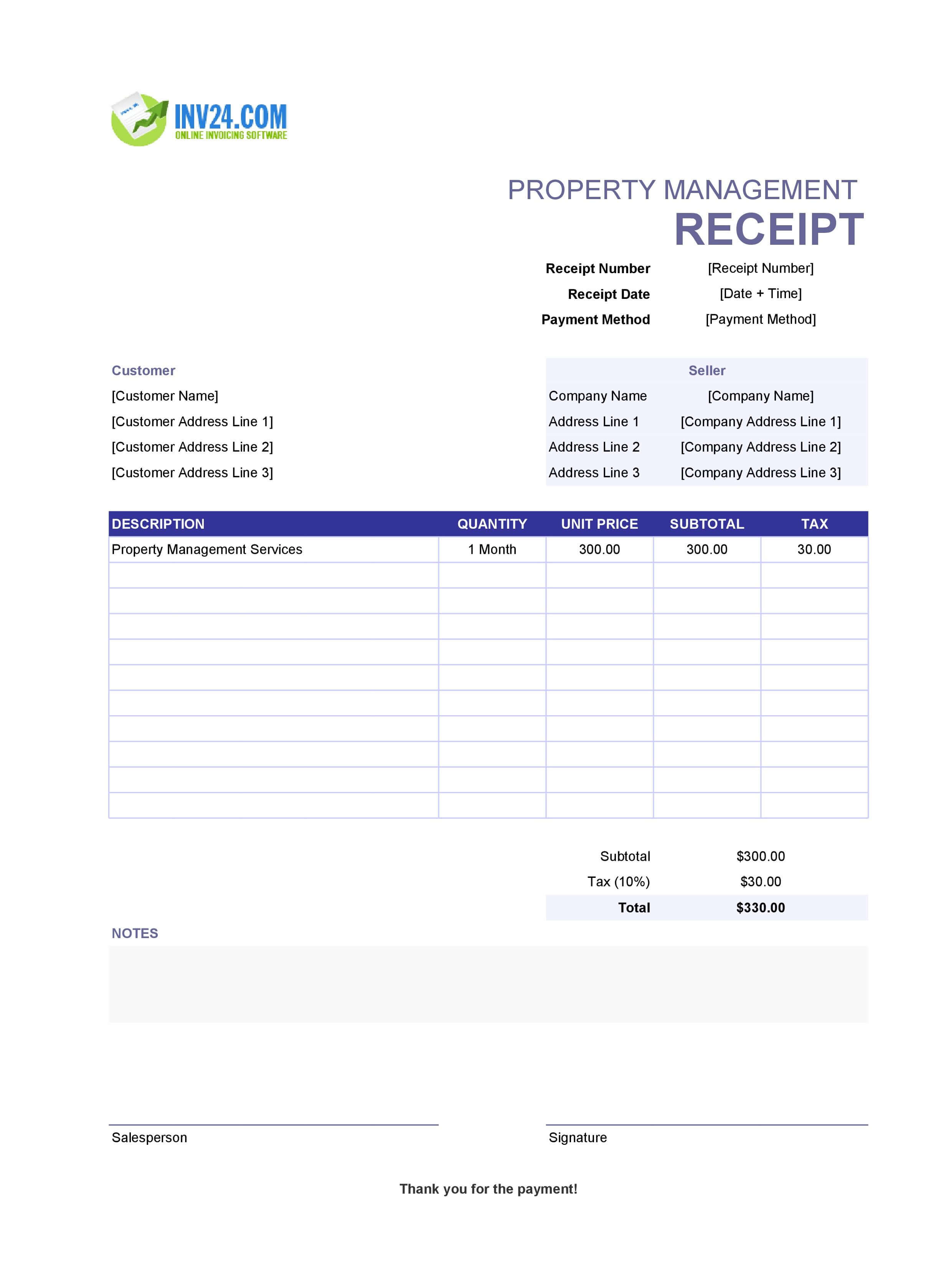 Property Management Receipt Template (Excel / Google Sheets) Property Management Receipt Template (Excel / Google Sheets)
