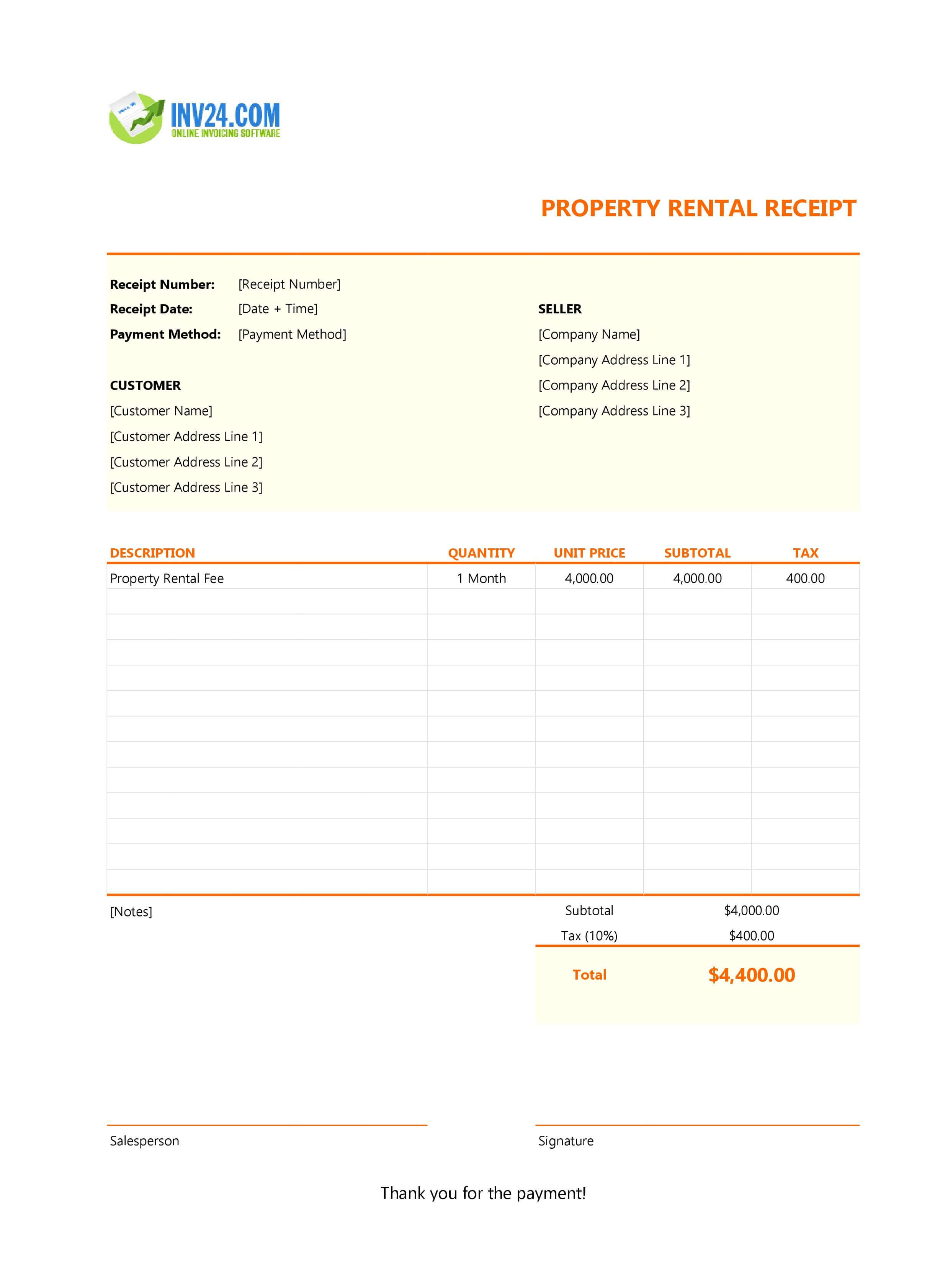 Property Rental Receipt Template (Excel / Google Sheets) Property Rental Receipt Template (Excel / Google Sheets)