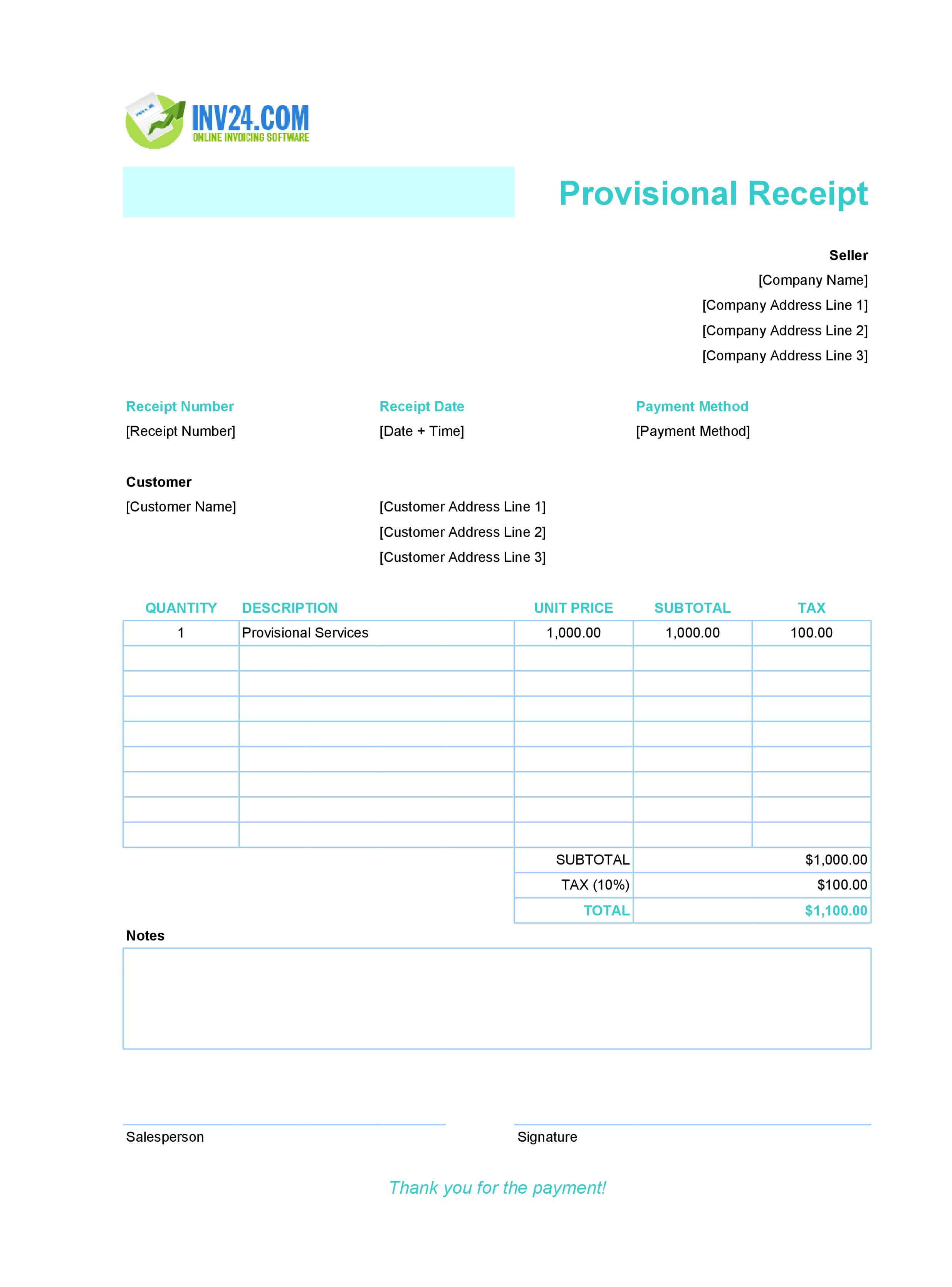 Provisional Receipt Template (Excel / Google Sheets) Provisional Receipt Template (Excel / Google Sheets)