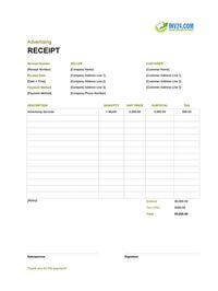 advertising receipt template advertising receipt template
