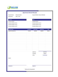 apartment rental receipt template apartment rental receipt template