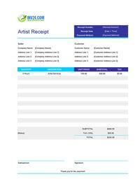 artist receipt template artist receipt template