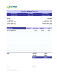 auto body repair receipt template